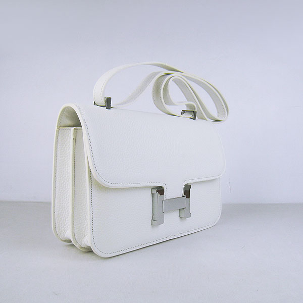 7A Hermes Constance Togo Leather Single Bag White Silver Hardware H020 - Click Image to Close